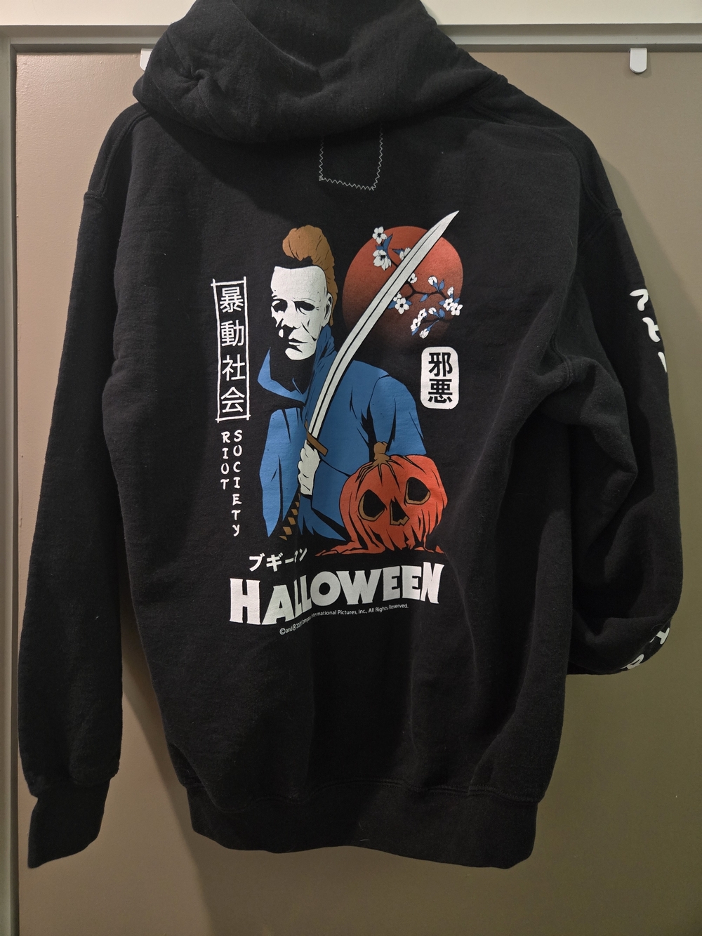 Riot Society Halloween Michael Myers Samurai Graphic Hoodie Black M